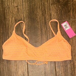 NWT Orange Triangle Bikini Top Bralette Adjustable Straps Size Large